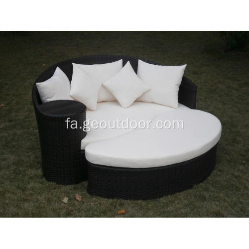 در فضای باز باغ ساحل Rattan Sun Bed Lounge